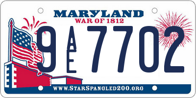 MD license plate 9AE7702