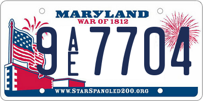 MD license plate 9AE7704