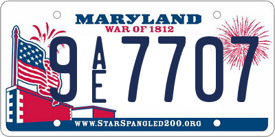 MD license plate 9AE7707