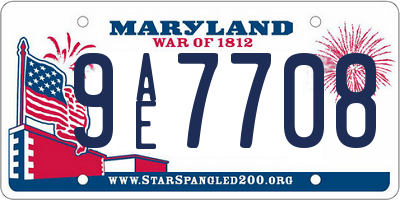 MD license plate 9AE7708