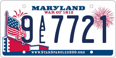 MD license plate 9AE7721