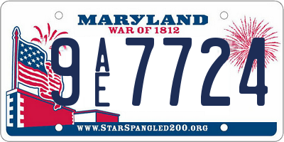 MD license plate 9AE7724