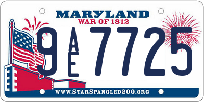 MD license plate 9AE7725