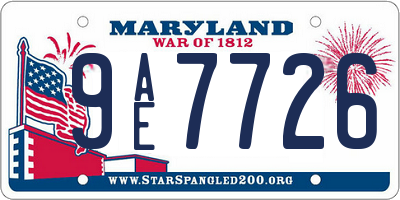 MD license plate 9AE7726