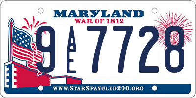 MD license plate 9AE7728