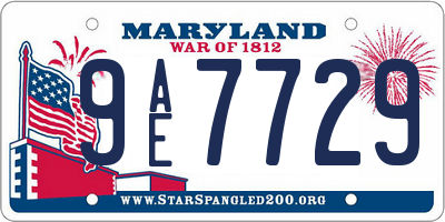 MD license plate 9AE7729
