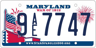 MD license plate 9AE7747