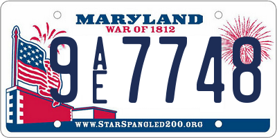 MD license plate 9AE7748