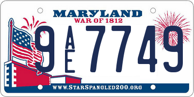 MD license plate 9AE7749