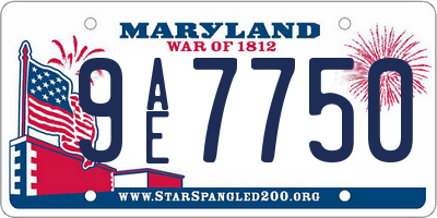 MD license plate 9AE7750