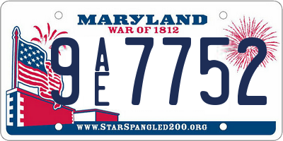 MD license plate 9AE7752