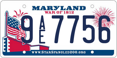 MD license plate 9AE7756