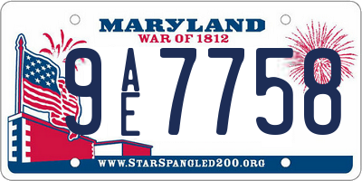 MD license plate 9AE7758