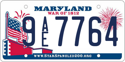 MD license plate 9AE7764