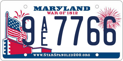 MD license plate 9AE7766