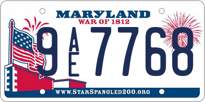 MD license plate 9AE7768