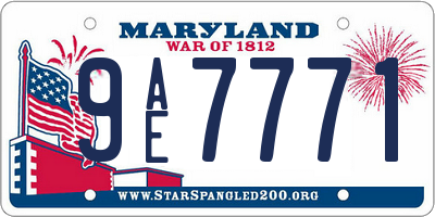 MD license plate 9AE7771