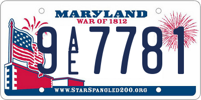 MD license plate 9AE7781