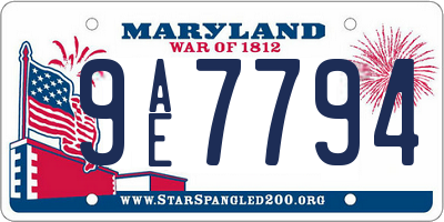 MD license plate 9AE7794