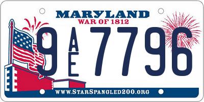 MD license plate 9AE7796