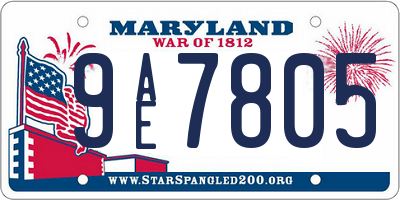 MD license plate 9AE7805