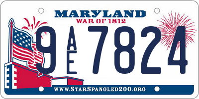 MD license plate 9AE7824