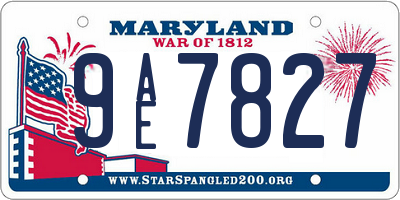 MD license plate 9AE7827