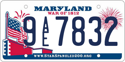 MD license plate 9AE7832