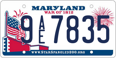 MD license plate 9AE7835