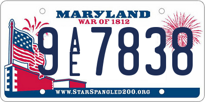 MD license plate 9AE7838