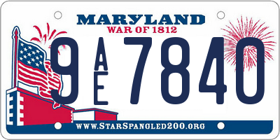 MD license plate 9AE7840