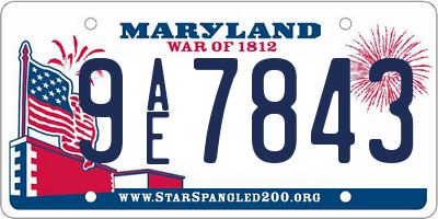 MD license plate 9AE7843