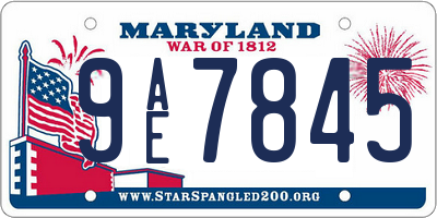 MD license plate 9AE7845