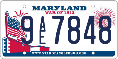 MD license plate 9AE7848