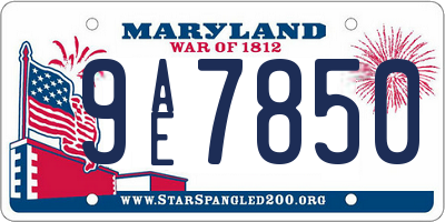 MD license plate 9AE7850