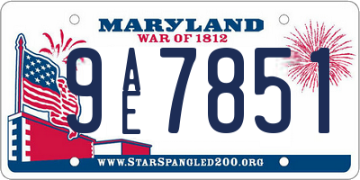 MD license plate 9AE7851