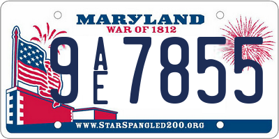 MD license plate 9AE7855