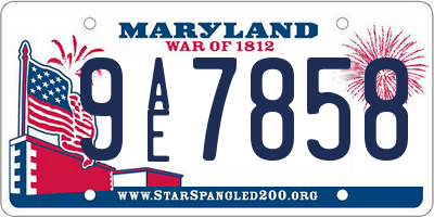 MD license plate 9AE7858