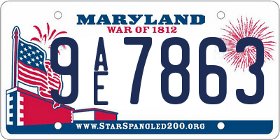 MD license plate 9AE7863