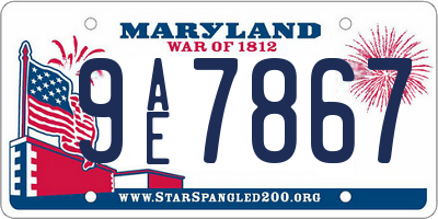 MD license plate 9AE7867