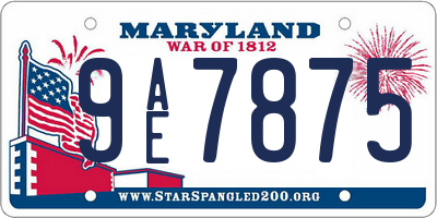 MD license plate 9AE7875