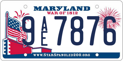 MD license plate 9AE7876