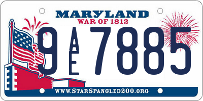 MD license plate 9AE7885