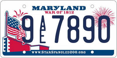 MD license plate 9AE7890