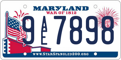 MD license plate 9AE7898