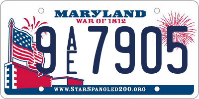 MD license plate 9AE7905