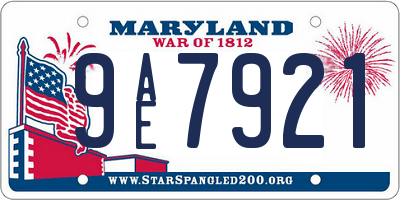 MD license plate 9AE7921