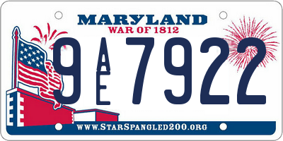 MD license plate 9AE7922