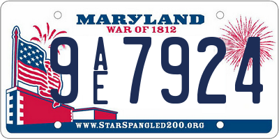 MD license plate 9AE7924
