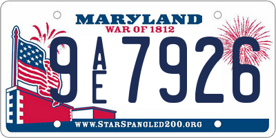 MD license plate 9AE7926